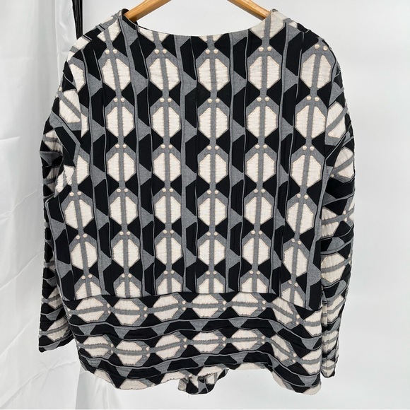 Niche Nilgun Derman Geometric Pattern Jacket Size XL Metallic Accents Big Button - Picture 6 of 13